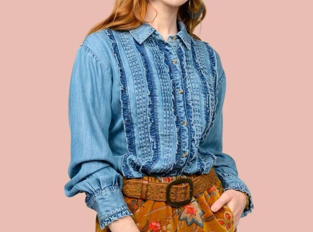 NEW IVY JANE the sunstone western top in blue